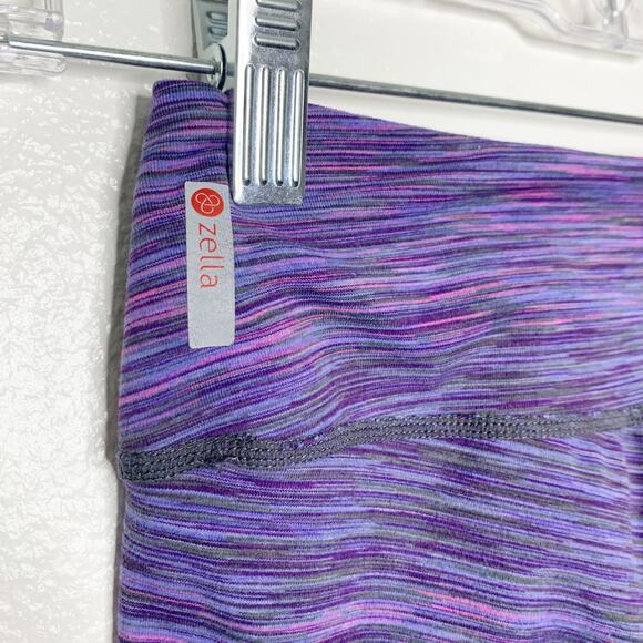 ZELLA Space Dyed Athletic Ankle Leggings Stretch Mid Rise Purple Multi Size XS - Picture 4 of 6
